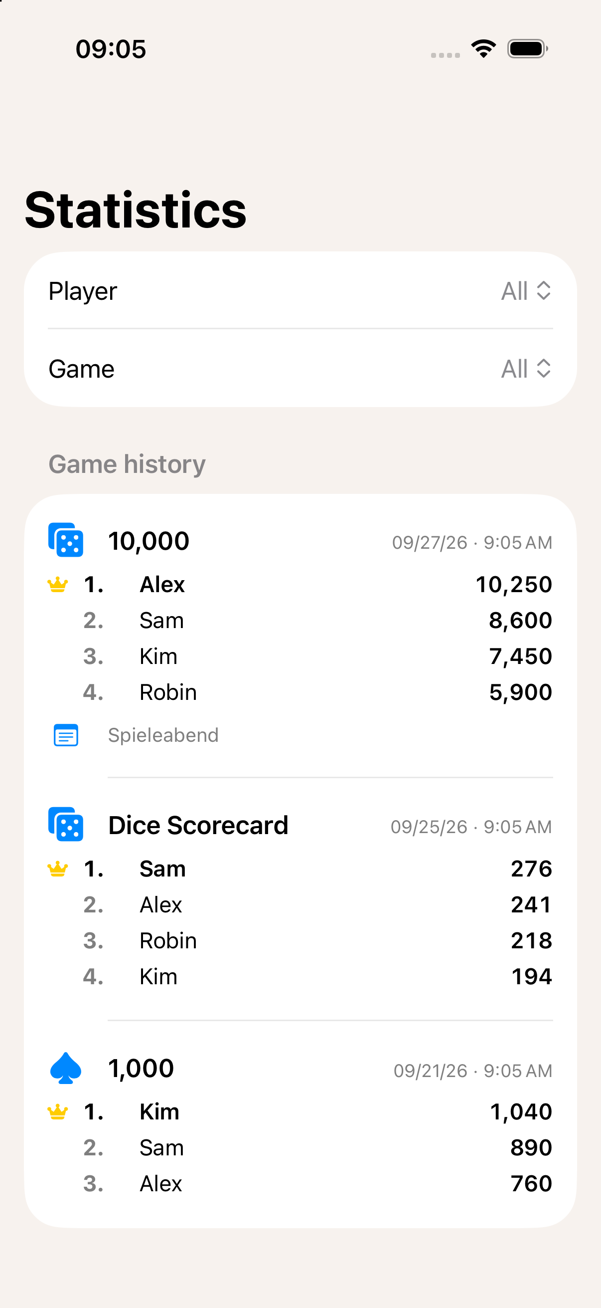 RoundHub – Your game history